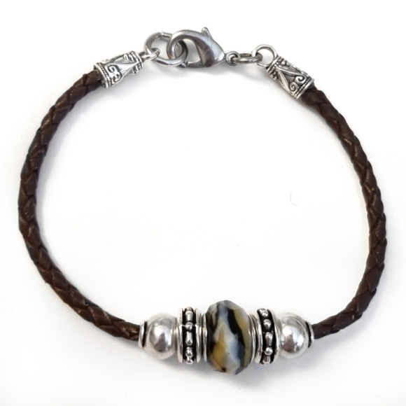 Glass & Silver Beaded Braided Bracelet - Picture 5 of 7